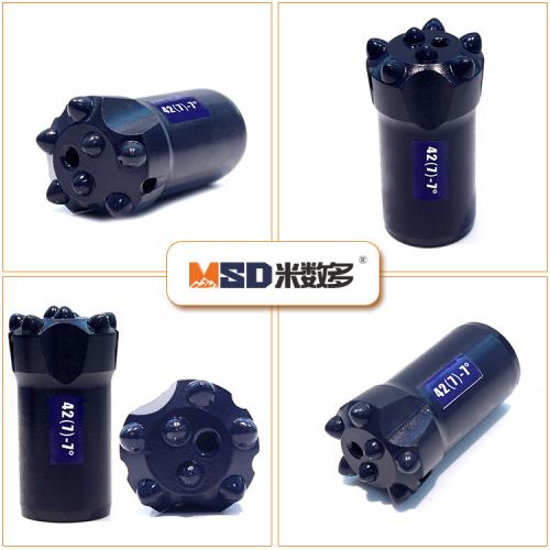 Abrasion Resistant Taper Button Bit , Forging Spherical / Ballistic Button Bits
