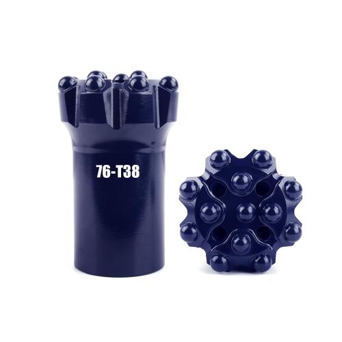 Threaded bits T38-76/R38-76/T45-76 Button bit, flat face and dome Eight gauge bu