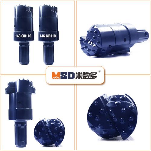 Low pressure eccentric drill bits with casing tube 146-CIR110
