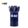 A 64mm R32 threaded button bit used for small bench drilling