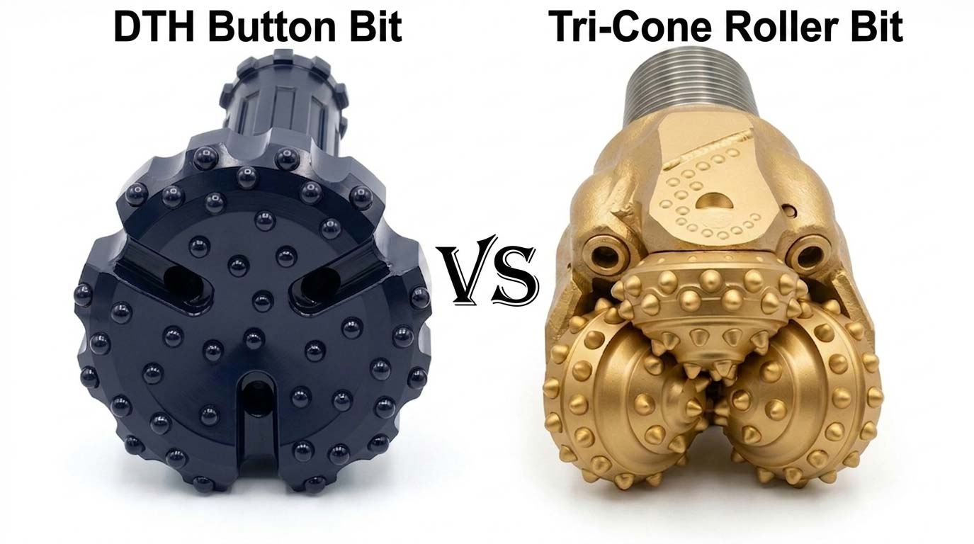 DTH-hammer-and-bit-assembly-compared-with-rotary-tri-cone-bit-for-rock-drilling.jpg