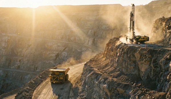 DTH drilling in a large open-pit mining operation for abrasive rock formations.
