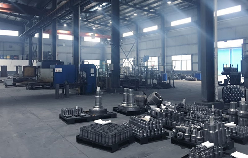 The MSD warehouse with shelves fully stocked with a large inventory of finished DTH drill bits, ready for rapid dispatch.